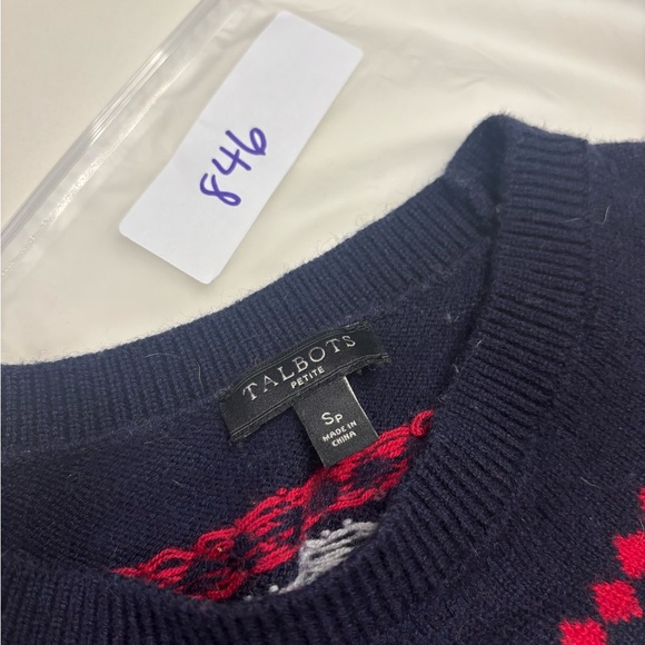 Talbots Christmas Cardinal Bird Holiday Lights Wool Blend Festive Sweater Small - Picture 6 of 7